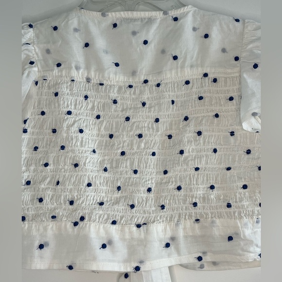 American Eagle Cropped Short Sleeve Front Tie Shirt Polkadot Size Small - Picture 6 of 13